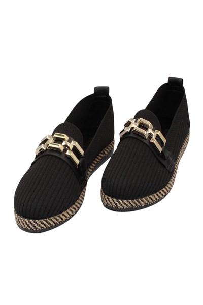 Celira Siyah Triko Tokalı Kadın Günlük Babet Ayakkabı