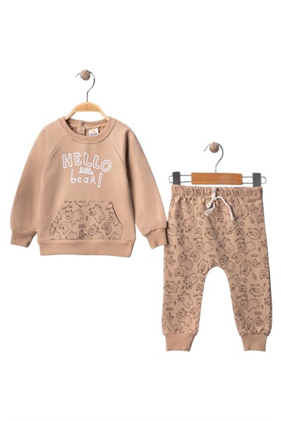 Celira Wwc Bej Ayıcık Cepli Erkek Bebek Takım
