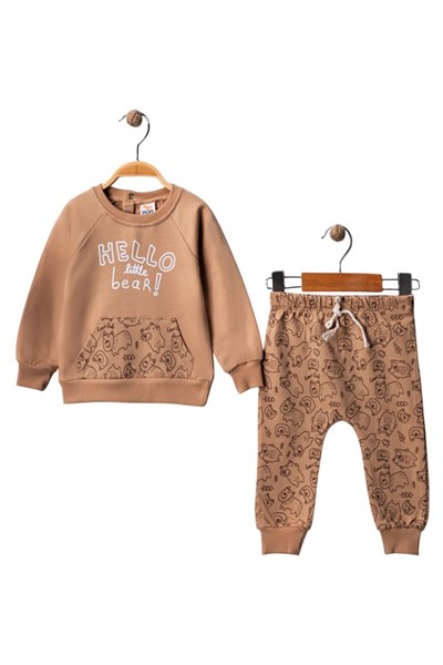 Celira Wwc Kahve Ayıcık Cepli Erkek Bebek Takım