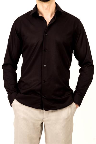 APT PRESTIGE Erkek Siyah Slim Fit Armürlü Gömlek 