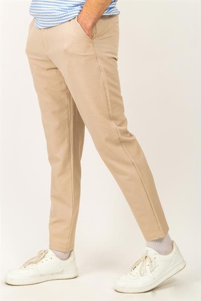 APTPRESTIGE Bej Beli Lastikli Bağcıklı Jogger Pantolon