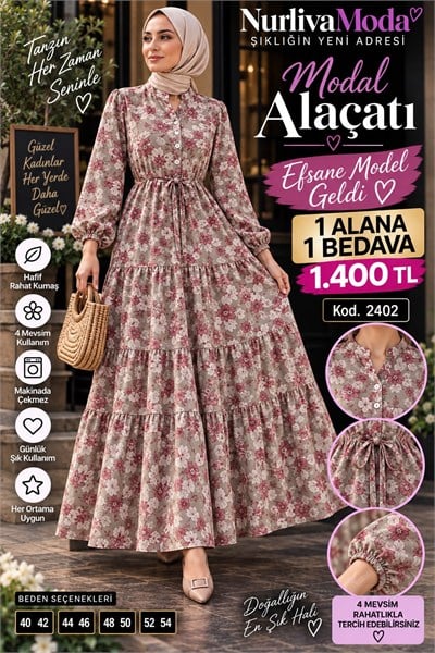 1 ALANA 1 BEDAVA 1400 TL KARGO BEDAVA  BELDEN BAĞLAMALI ALAÇATI  ELBİSE TOZ PEMBE 