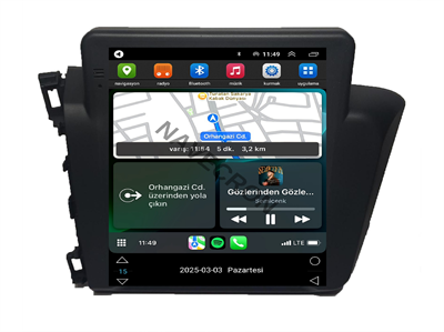 HONDA CIVIC FB7 UYUMLU TESLA 8/128  ANDROID MULTİMEDYA (2012-16)