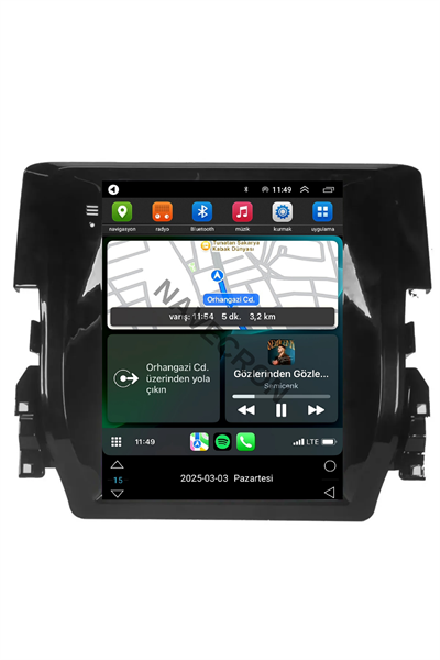 HONDA CIVIC FC5 UYUMLU TESLA 8/128  ANDROID MULTİMEDYA (2016-21) 