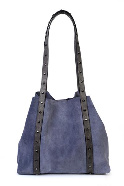 Hakiki Deri Süet Zımba Detaylı Kadın Omuz Çantası YC012075HSD