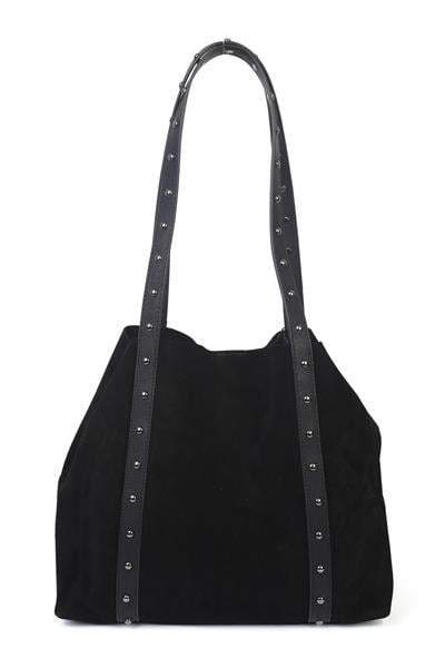 Hakiki Deri Süet Zımba Detaylı Kadın Omuz Çantası YC012075HSD