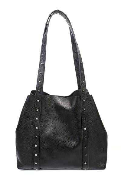 Hakiki Deri Zımba Detaylı Kadın Omuz Çantası YC012075DRL