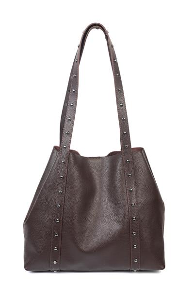 Hakiki Deri Zımba Detaylı Kadın Omuz Çantası YC012075DRL