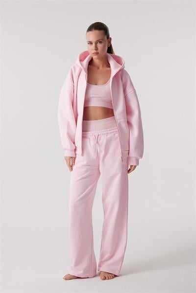 Oishii Rei Loungewear Fermuarlı ve Kapşonlu Sweatshirt Dusty Pink