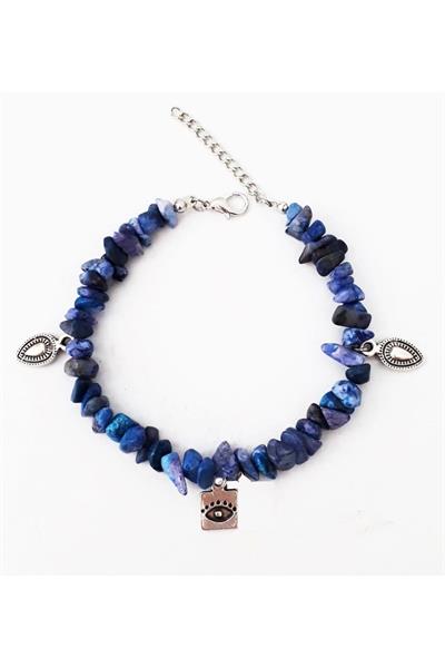 Lapis Lazuli Doğal Taş & Horusun Gözü Kadın Halhal