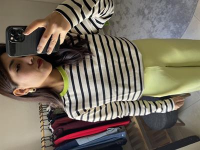 Çizgili Uzun Kollu Basic T-Shirt