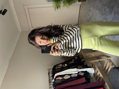 Çizgili Uzun Kollu Basic T-Shirt