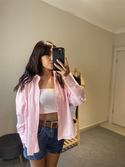 POPLİN KUMAŞ PEMBE GÖMLEK