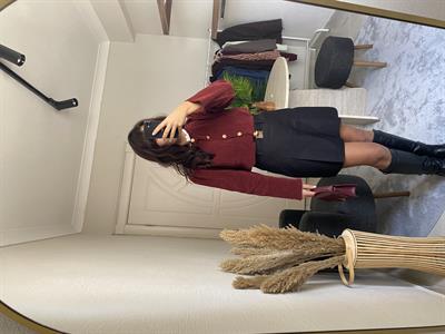 Siyah Pileli Kemerli Etek