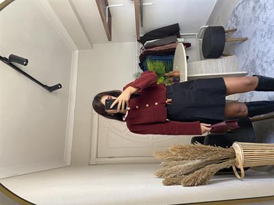 Siyah Pileli Kemerli Etek