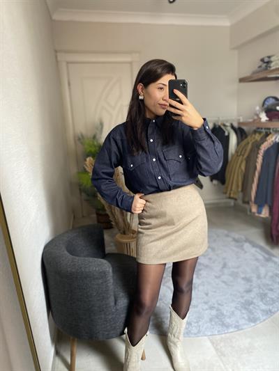 Vizon Mini Süet Etek