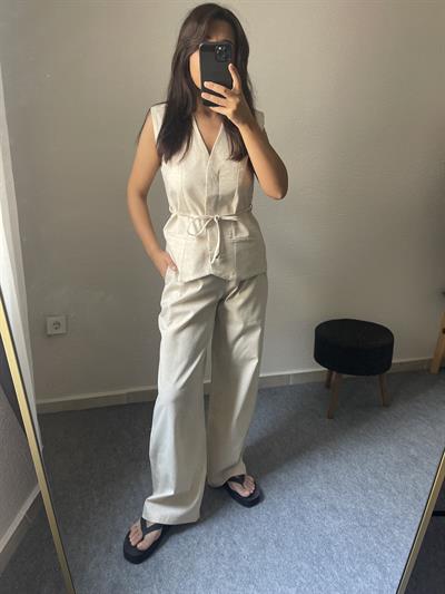 Yelek Pantolon Keten Takım