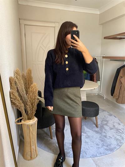 Yeşil Mini Süet Etek