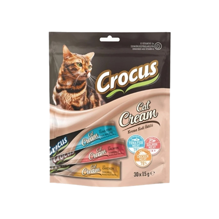 Crocus Karışık Paket Tavuklu-Ton Balıklı-Somonlu Krema Kedi Ödülü 30x15gr