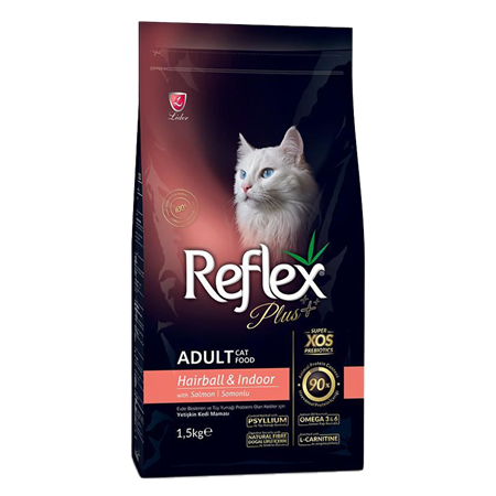 Reflex Plus Hairball&Indoor Somonlu Yetişkin Kedi Maması 1,5kg