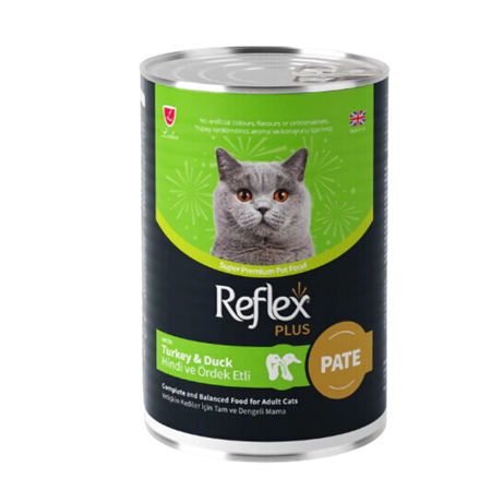 Reflex Plus Parça Etli Hindi ve Ördekli Ezme Yetişkin Kedi Konservesi 395gr