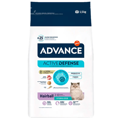 AdvanceHairball Tüy Yumağı Önleyici Hindili Kısırlaştırılmış Yetişkin Kedi Maması 1,5kg