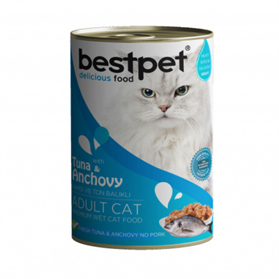 Bestpet Hamsi ve Ton Balıklı Yetişkin Kedi Konservesi 400gr