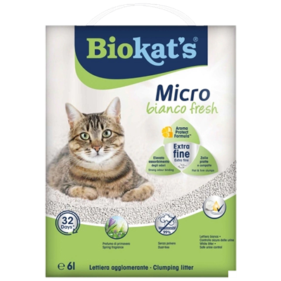 Biokat's Micro Bianco Fresh Extra Topaklanan Bahar Kokulu Bentonit Kedi Kumu 6lt