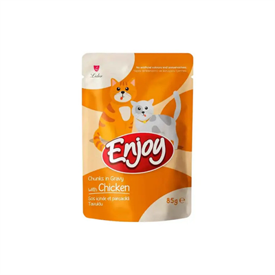 Enjoy Pouch Sos İçinde Et Parçacıklı Tavuklu Yetişkin Kedi Maması 85 gr