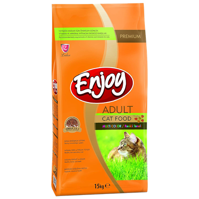 Enjoy Tavuklu Renkli Taneli Yetişkin Kedi Maması 15kg+1kg HEDİYE!