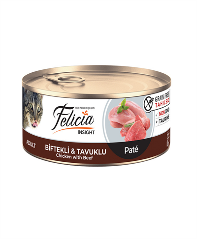 Felicia Tahılsız 85 gr Konserve Biftekli-Tavuklu Kıyılmış Yaş Kedi Maması 