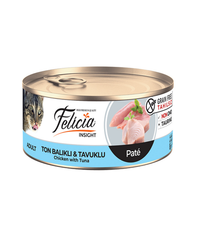 Felicia Tahılsız 85 gr Konserve Ton Balıklı-Tavuklu Kıyılmış Kedi Maması 