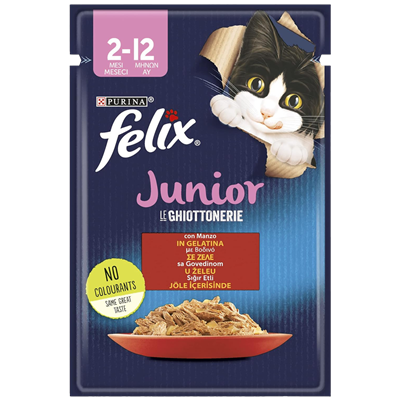 Felix Pouch Jöle İçinde Sığır Etli Yavru Kedi Konservesi 85gr