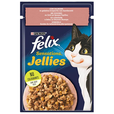 Felix Pouch Jöle İçinde Somonlu ve Karidesli Yetişkin Kedi Konservesi 85gr