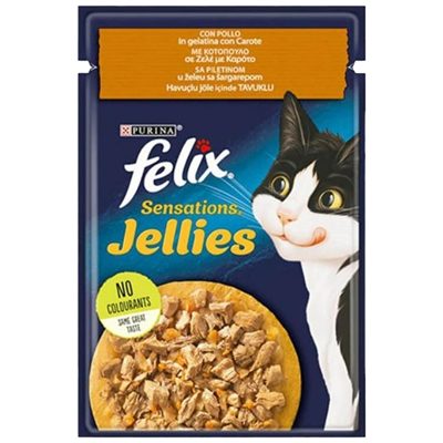 Felix Pouch Jöle İçinde Tavuklu ve Havuçlu Yetişkin Kedi Konservesi 85gr