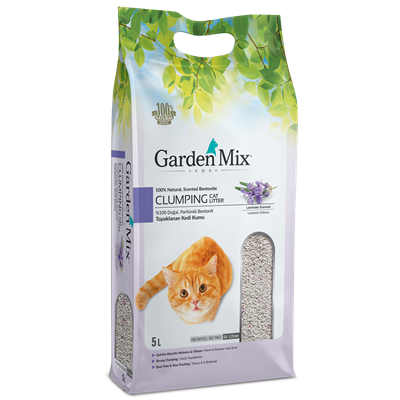 Garden Mix İnce Taneli Topaklaşan Lavantalı Doğal Kedi Kumu 5lt