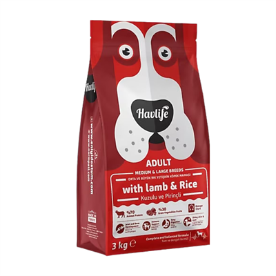 Havlife Kuzulu ve Pirinçli Orta Büyük Irk 3 kg Yetişkin Köpek Maması