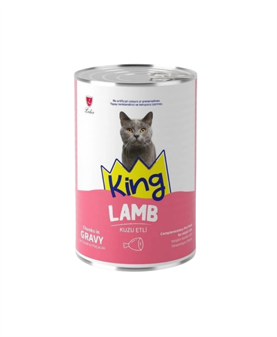 King Sos İçinde Et Parçacıklı Kuzu Etli Yetişkin Kedi Konservesi 400 Gr