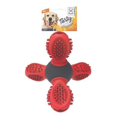 M-Pets Saturn Kauçuk Ödül Hazneli Köpek Oyuncağı 14x13x12 cm Kırmızı