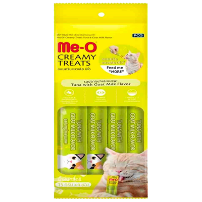 Me-O Creamy Treats Ton Balığı ve Keçi Sütlü Ek Besin ve Kedi Ödülü 4x15gr