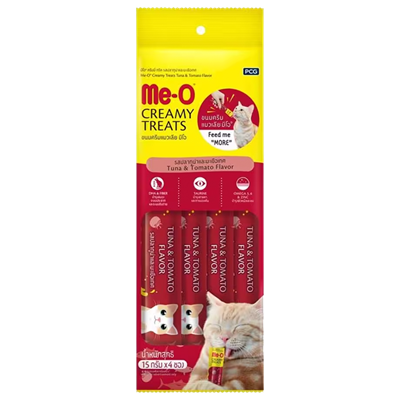 Me-O Creamy Treats Ton Balıklı Domatesli Krema Sıvı Kedi Ödülü 4x15gr
