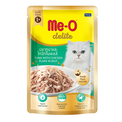 Me-O Delite Pouch Ton Balıklı ve Tavuklu Jöle İçinde Yetişkin Kedi Konservesi 70 gr