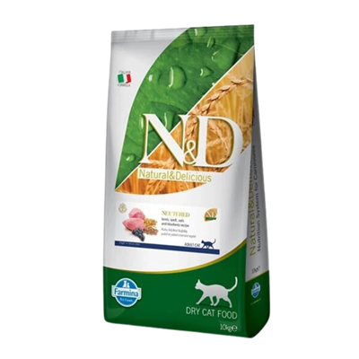 N&D Ancestral Grain Kuzu Etli ve Yaban Mersinli Ata Tahıllı Kısırlaştırılmış Kedi Maması 10kg