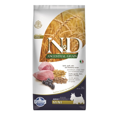 N&D Ancestral Grain Kuzu Etli Yaban Mersinli Küçük Irk Ata Tahıllı Yetişkin Köpek Maması 7kg