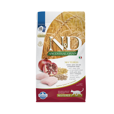 N&D Ancestral Grain Tavuklu ve Narlı Ata Tahıllı Kısırlaştırılmış Kedi Maması 1,5kg