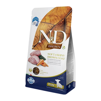N&D Brown Kuzu Etli, Spirulinalı ve Havuçlu Mini Irk Yavru Köpek Maması 1.5 Kg