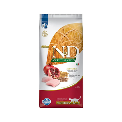N&D Düşük Tahıllı Tavuk Narlı Kısırlaştırılmış Kedi Maması 10 Kg