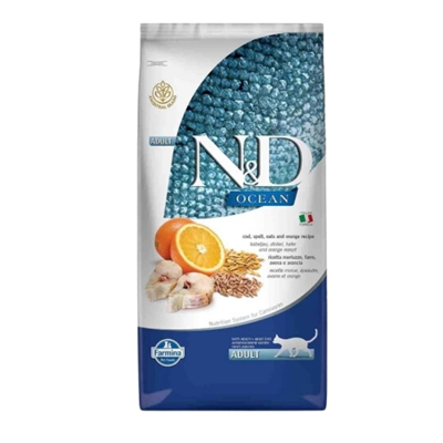 N&D Ocean Morina Balıklı ve Portakallı Ata Tahıllı Yetişkin Kedi Maması 10kg