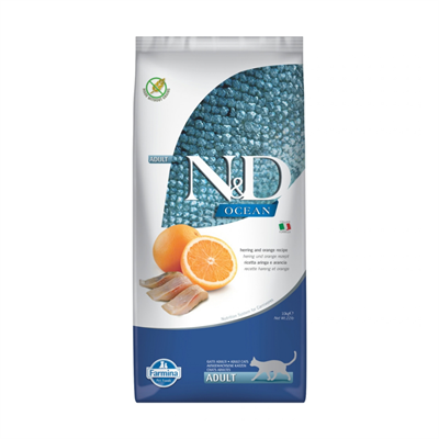 N&D Ocean Ringa Balıklı ve Portakallı Tahılsız Yetişkin Kedi Maması 10kg