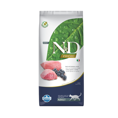 N&D Prime Kuzu Etli ve Yaban Mersinli Tahılsız Yetişkin Kedi Maması 10 kg